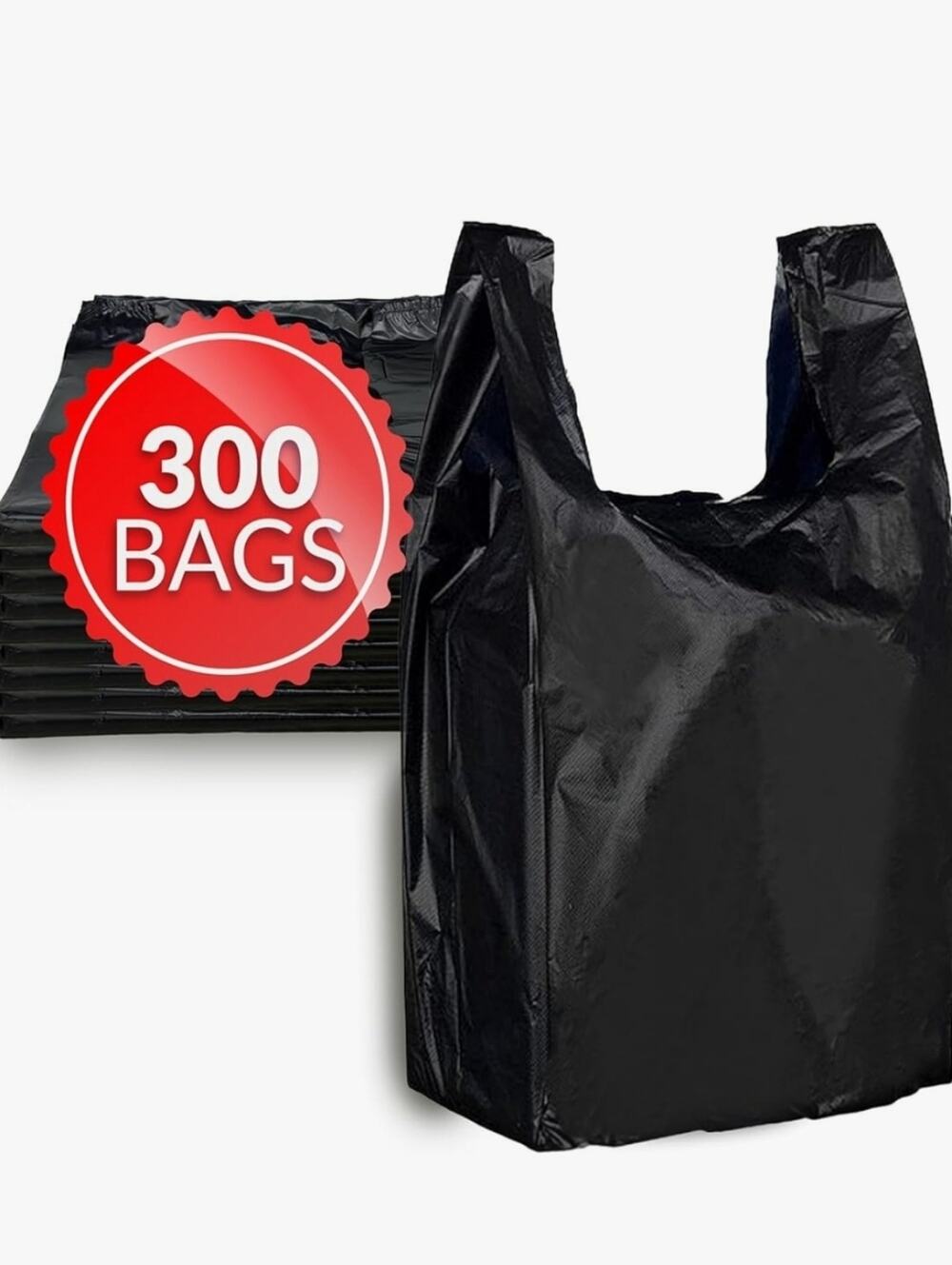 NWT, Black Heavy Duty Disposable Plastic Bags - 300 Pack